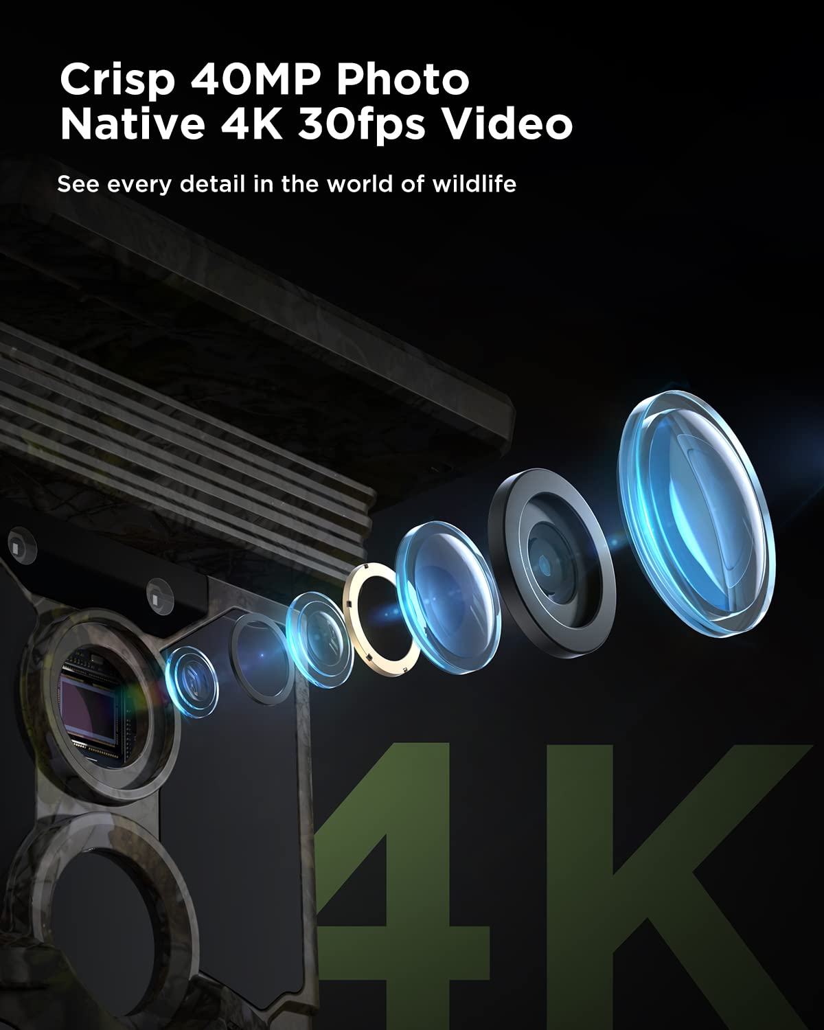 CEYOMUR CY95 Solar-Wildkamera mit gestochen scharfen 40MP-Fotos und 4K-30fps-Videos