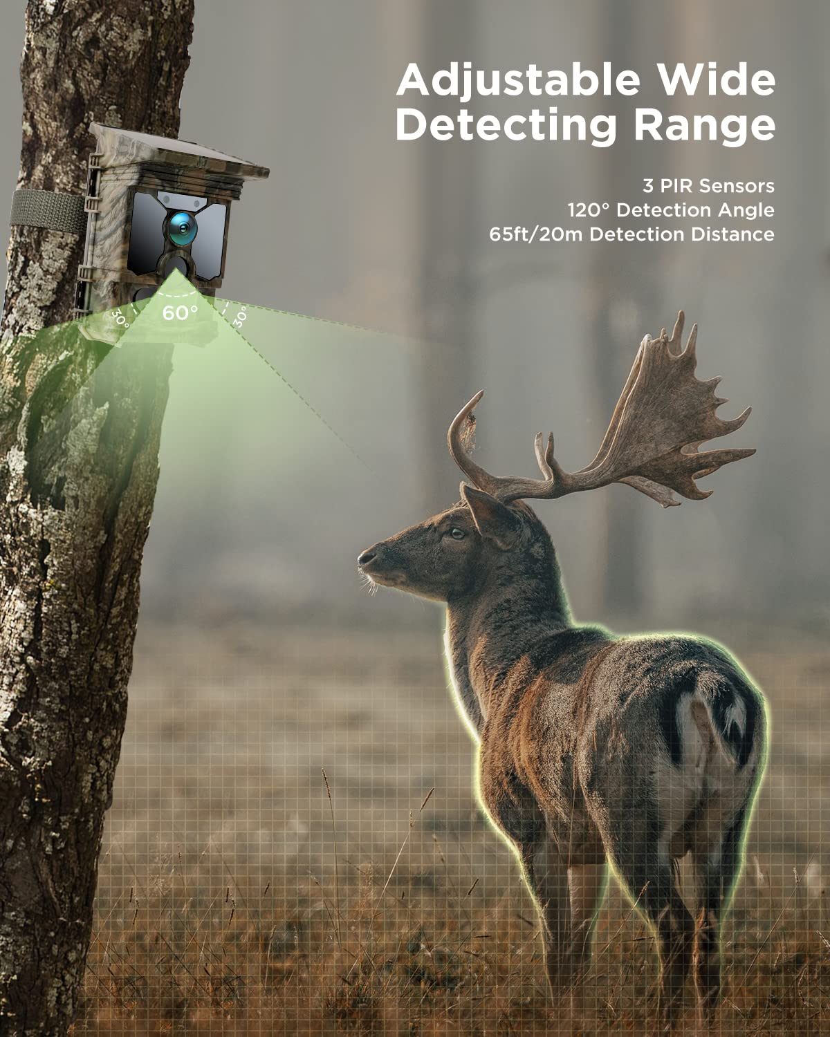 CEYOMUR CY95 Solar-Wildkamera mit 120° weitem Erkennungsbereich