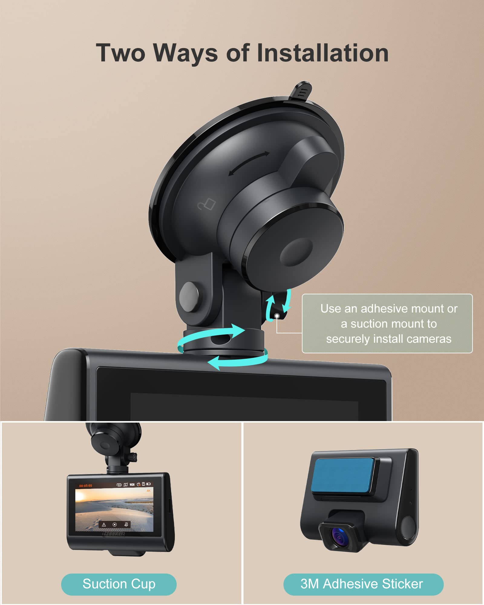 Izeeker GD850 4K Dual Dash Cam with Touchable Screen