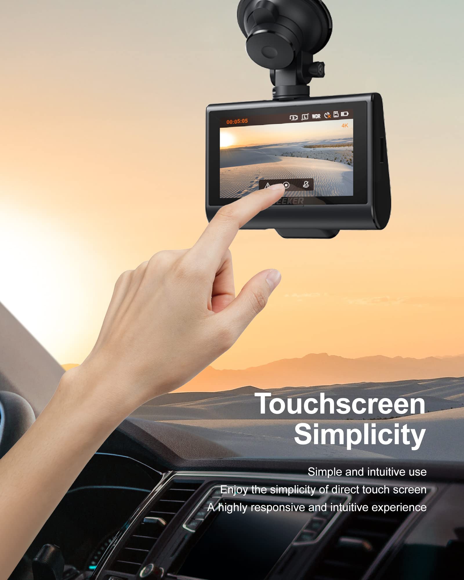 Izeeker GD850 4K Dual Dash Cam with Touchable Screen